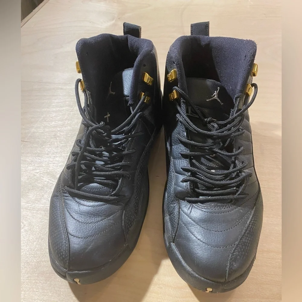 Air Jordan 12 Retro Master Black Gold Sneakers Size 12